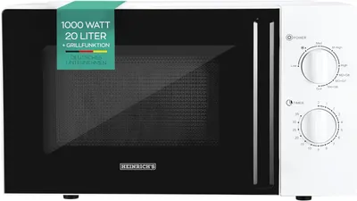 Produktbild von HEINRICHS Mikrowelle, kompakte Mikrowelle, 20L Volumen, 9 Leistungsstufen, inkl.35min.Timer, Defrost Funktion, Innenraumbeleuchtung, Drehteller, weiß