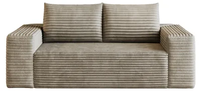 Produktbild von Zweisitzige Loveseat-Couch aus Rippenvelours in Beige, ohne Montage, 180 cm