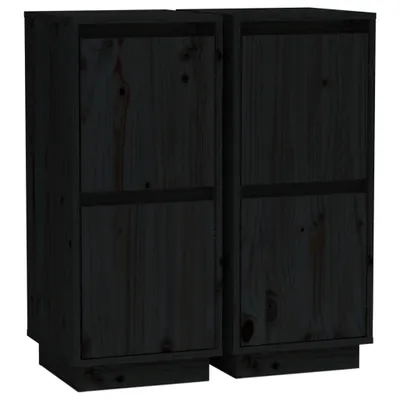 Produktbild von Sideboards 2 Stk. Schwarz 31,5x34x75 cm Massivholz Kiefer