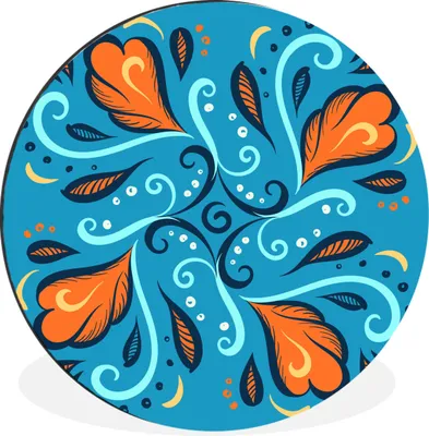 Produktbild von MuchoWow® Aluminium Wandkreis Federn - Blau - Muster Ø 30 cm Wanddeko Modern Wohnzimmer - Wand Bild - Wohnzimmer - Runde Bilder - Alubilder - Kunst für zu Hause - Aluminium - Wanddekoration