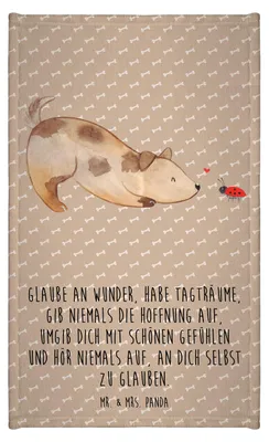 Produktbild von Mr. & Mrs. Panda Handtuch Hund Marienkäfer - Hundeglück - Geschenk, Klein, Mischlingshund, Zuversichtlich, Frotteehandtuch, Positiv, Sprüche, Mischlinghund, baumwolle