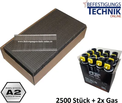 Produktbild von Nägel Brads 1,6x50mm rostfrei 2 Gas Paslode IM65 IM250 F16 Makita GF600SE Tjep TF 16/64 2,5M BR-04