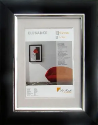 Produktbild von Kunststoff Bilderrahmen Elegance schwarz-metallic-silber, 13 x18 cm