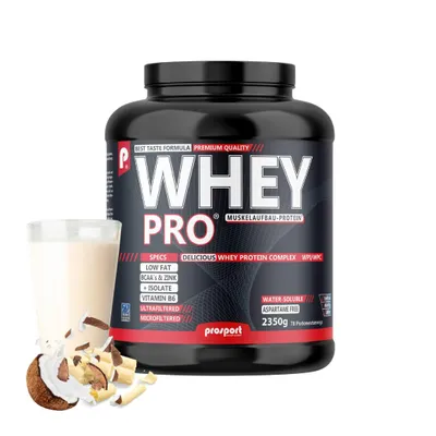 Produktbild von Prosport WHEY PRO® Whey Protein Pulver – Coco White-Choc 2350g – Konzentrat-Isolat-Mix, Eiweißpulver mit Zink, Vitamin B6 & EAAs, Protein Shake für Muskelaufbau