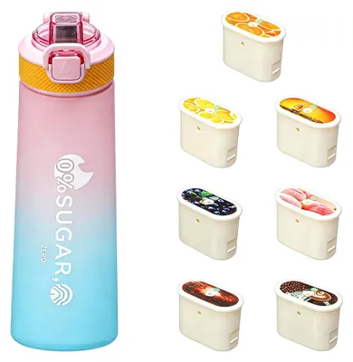 Produktbild von Aroma Trinkflasche 700ml Tritan BPA-frei, 0 Zucker 0 Kalorien, mit 7 Geschmacksrichtungen, Sport Trinkflasche auslaufsicher für Fitness & Outdoor