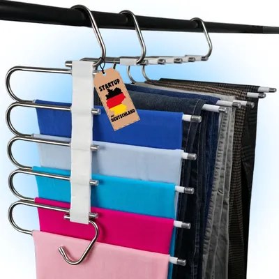 Hosenbügel 2er-Set, 5-in-1, platzsparend, mit Rutschschutz, Weiß