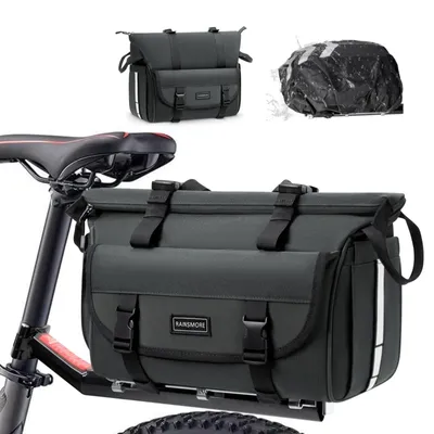 Produktbild von 18L Fahrradtasche 3 IN 1 für Gepäckträger mit Regenschutz Umhängetasche, Grau