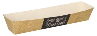 Immagine prodotto di 50 vassoi per snack, cartone puro 3,5 cm x 3,3 cm x 18,5 cm Good Food