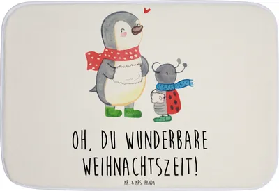 Produktbild von Mr. & Mrs. Panda Badteppich Smörle Winterzeit - Weiß - Geschenk, Badezimmerteppich, Badematte, Badvorleger, Weihnachtszeit, duschmatte, Weihnachten Grüße, Duschvorleger