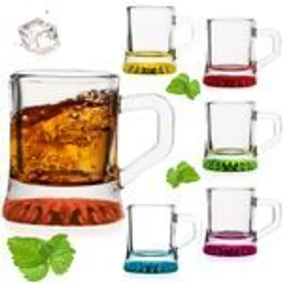 Produktbild von PLATINUX Shotgläser mit Henkel Set 2cl 6 Teilig Schnapskrug Partygläser aus Glas Schnapsgläser Mini Bierkrug Pinnchen