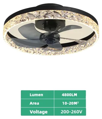 Obrázok produktu pre Stropný ventilátor, LED osvetlenie, ovládanie diaľkovým ovládačom, čierny