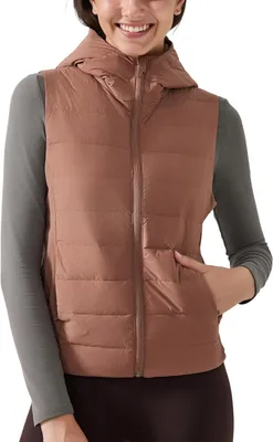 Produktbild von Damen-Steppweste mit Kapuze leicht warm bequem braun L