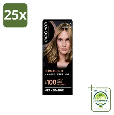 Produktbild von 25 x Syoss Dauerhafte Coloration 7-6 Mittelblond mit Keratin - Großpackung - 25 Stücke
