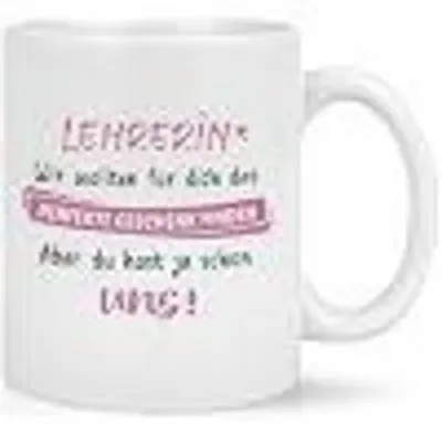 Produktbild von Kaffeetasse Abschiedsgeschenk Lehrerin 320ml Weiß Keramik beidseitiger Druck spülmaschinenfest mikrowellenfest