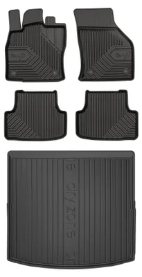 Productafbeelding van Rubberen automatten + kofferbakmat voor SEAT Leon III 2012-2020 (stationwagen) – 5-delig, zwart, op maat – Wielganizator