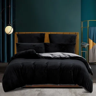 Immagine prodotto di Set di lenzuola invernali, 200x220 cm, nero, in pile termico, 3 pezzi, con cerniera
