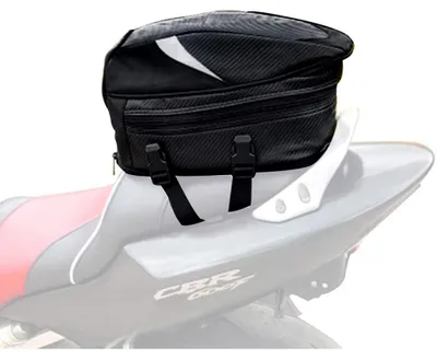 Image de Sacoche de selle pour moto, sacoches arrière, bagages imperméables, rangement multifonctionnel pour casques de moto en cuir PU
