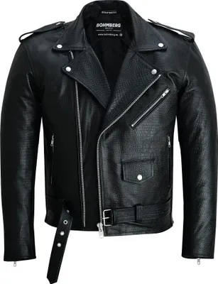 Produktbild von Bohmberg Herrenlederjacke 'Tokyo' aus echtem Rindsleder im Croc-Look - 3XL