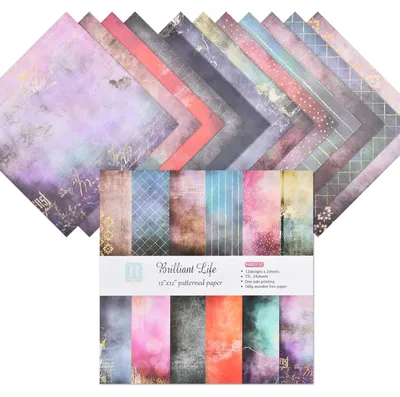 Bastelpapier 24 Blatt, 30,5 x 30,5 cm, Scrapbooking, 12 Muster