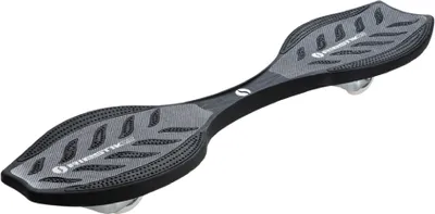 A black and gray waveboard is shown against a white background.