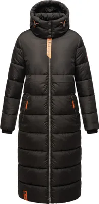 Produktbild von Navahoo Kristallblume Langer Damen Winter Steppmantel mit Kapuze Wintermantel warm Outdoor Mantel Steppjacke Schwarz Gr. 44 - XXL