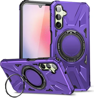 Produktbild von Hülle für Samsung Galaxy A15 Kompatibel mit MagSafe, Dual Layer Robuste Schutzhülle, Magnetischer Ringständer Lila