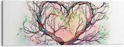 Produktbild von Bild auf Leinwand - Leinwandbild - Baum Herz Natur Bild - 150x50cm - Wand Bild - Wanddeko - Leinwanddruck - Bilder - Kunstdruck - Wanddekoration - Leinwand bilder - Wandkunst - CA150x50-3007