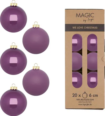 Produktbild von Weihnachtskugeln Glas 6cm 20 Stück - Wild Mauve