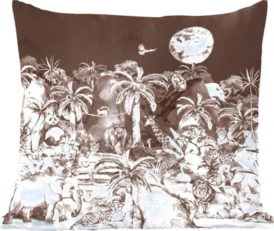 Produktbild von MuchoWow® Zierkissen Sofakissen Wohnzimmer Dekokissen 60x60 cm Dschungel - Tiere - Kinder - Bäume - Pflanzen - Sitzfläche - Foto Polster