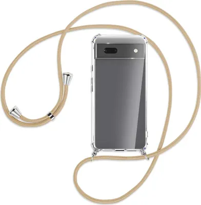 Produktbild von Handykette Backcover-Schutzhülle mit Band (Metall silberfarben) für Google Pixel 6a - caramel