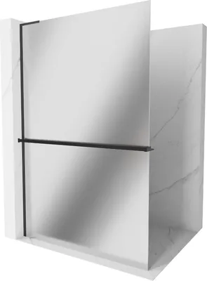 Obrázek produktu pro Mexen Kioto+ L sprchová stěna s poličkou Walk-in 100 x 200 cm, zrcadlo, černá - 800-100-123-70-50