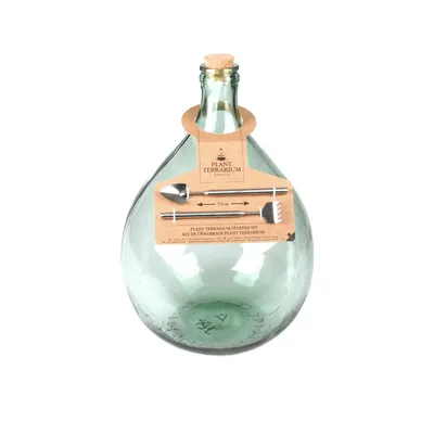Obrázek produktu pro ESSCHERT DESIGN Skleněné terárium demižon s nářadím na pěstování, 34l