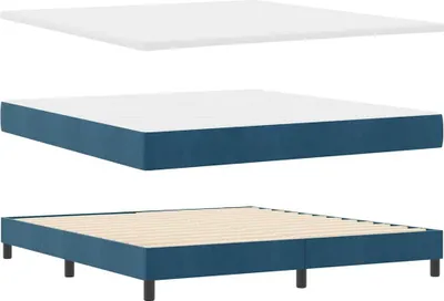Zdjęcie produktu dla Łóżko Tapicerowane 180x200 Niebieskie z Zagłówkiem ze Stelażem do Sypialni