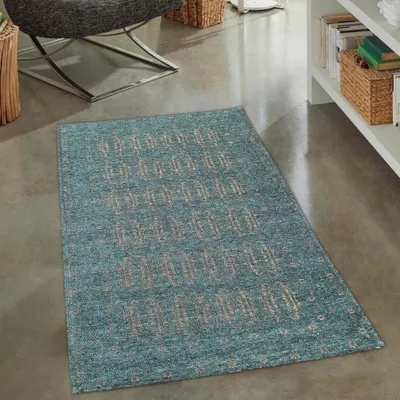Produktbild von Teppich mit exotischem Flair | orientalisch | petrol gold Größe - 80 x 150 cm