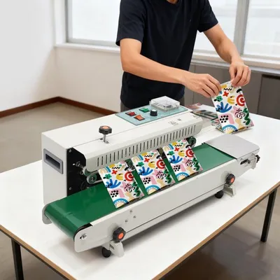 Immagine prodotto di Sigillatrice per alimenti - Sigillatrice continua - 500W - Elettrica - Bianca - Adatta per pellicola di alluminio e sacchetti di plastica