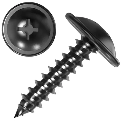 Immagine prodotto di 100 viti autofilettanti per lamiere, a testa piatta con fessura a croce, con rondella, zincate nere, 4,2 x 32 mm