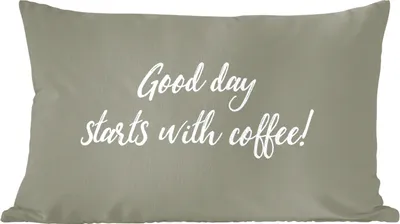 Produktbild von MuchoWow® Zierkissen Sofakissen Wohnzimmer Dekokissen 60x40 cm Zitate - Ein guter Tag beginnt mit Kaffee! - Kaffee - Sprichwörter - Kopfkissen - Polster mit Foto