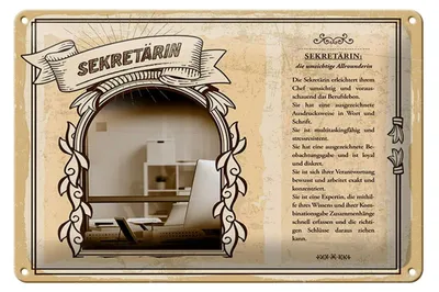 Produktbild von Blechschild Berufe 30x20cm Sekretärin Beobachtungsgabe Chef