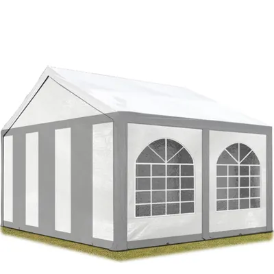 Produktbild von Hochwertiges Partyzelt 3x4 m Pavillon Zelt ca. PE Plane 450 N Gartenzelt Festzelt Bierzelt Wasserdicht grau-weiß