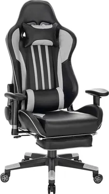Obrázok produktu pre herné kreslo - S opierkou na nohy - Červené pruhy - Nastaviteľná výška - Ergonomické kancelárske kreslo - Umelá koža