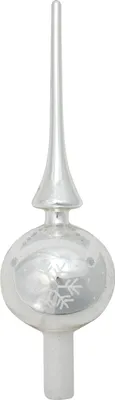 Produktbild von Krebs Glas Lauscha Christbaumspitze - Silber Glänzend - aus Glas - ca. 28cm - für ein edles Finish am Baum