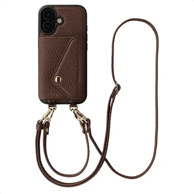 Imagen del producto de Funda para teléfono Sera con cordón y tarjetero de sobre para Apple iPhone 17 - Chocolate Brown