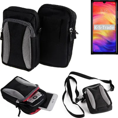 Produktbild von K-S-Trade Holster Schutz Hülle kompatibel mit Xiaomi Redmi Note 7 Global Handy Hülle Gürteltasche Umhängetasche mit Zusatzfach schwarz