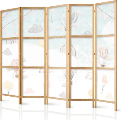Zdjęcie produktu dla Parawan japoński Dla dzieci 225x172 cm 5-częściowy biały