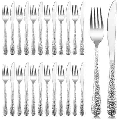Produktbild von Steakbesteck Set 24-teilig Edelstahl für 12 Personen 12 Messer 12 Gabeln Silber Spülmaschinenfest