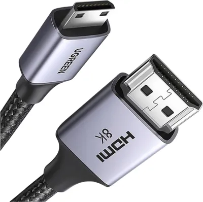 A close-up shot of two HDMI cables with different connectors.