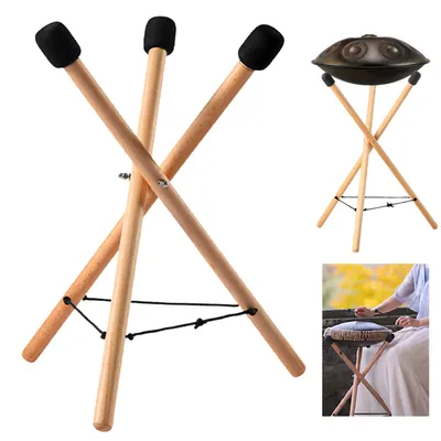 Produktbild von Handpan Ständer, Handpan Zubehör, massives Buchenholz, verstellbare Stativstruktur,Snarehalter-Halterung für 12 bis 22 Zoll Schlaginstrument