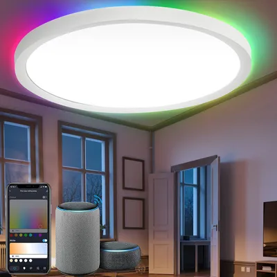 Produktbild von Smart LED Deckenleuchte 24W mit RGB-dimmbar - Superslim Flurleuchte, Flurlampe - 2040LM