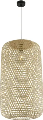 Produktbild von Globo Lighting Hängeleuchte Bambus naturfarben, Bambusgeflecht, schwarzes Textilkabel, ø: 390mm, H: 1500mm, exkl. 1x E27 60W 230V