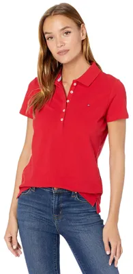 Produktbild von Tommy Hilfiger Damen Ss Core Pique Polo-Solid Polohemd, Scharlachrot, 2X